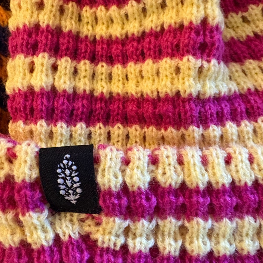 Free People Pink and Yellow Striped Beanie - Picture 3 of 3